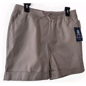 IZOD Shorts 18.5 Plus Girls Khaki School Uniform Stretch Pull On Norm Core Tan